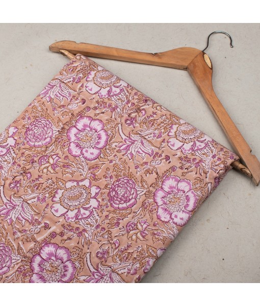 Handmade Pastel Pink Multi Floral Block Printed Fabric