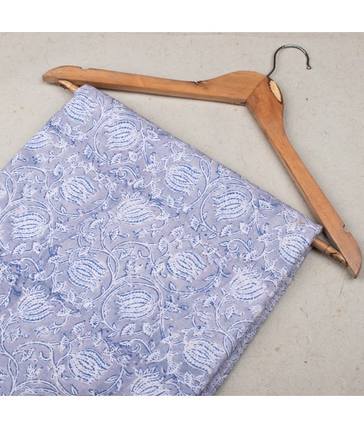 Handmade Lavender Multi Floral Block Printed Fabric