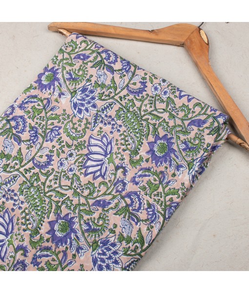 Hand Block Printed Multi Floral Cotton Fabric Dress Material