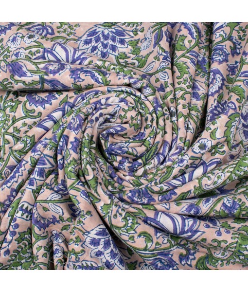 Hand Block Printed Multi Floral Cotton Fabric Dress Material