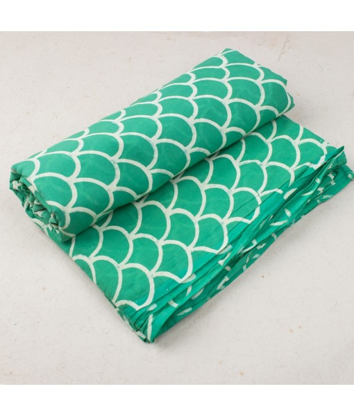 Hand Block Printed Multi Floral Green Cotton Fabric