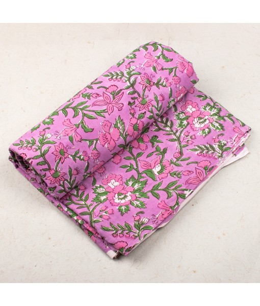 Hand Block Printed Multi Floral Light Pink Cotton Fabric