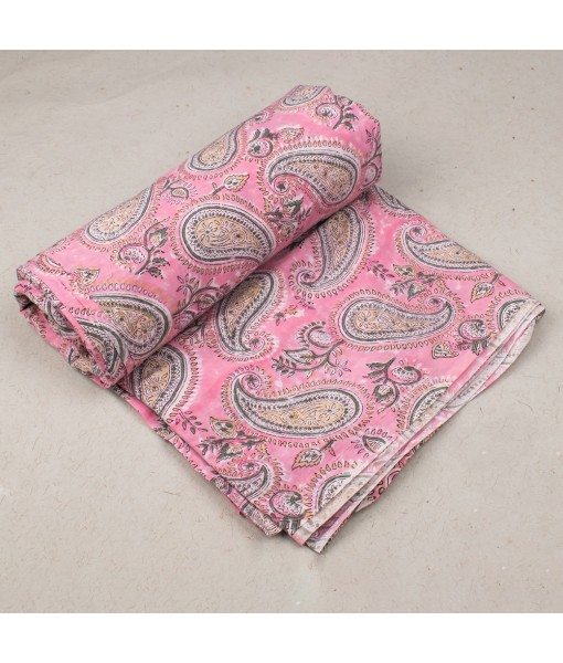 Handmade Multi Pink Floral Block Printed Cotton Indian Fabric