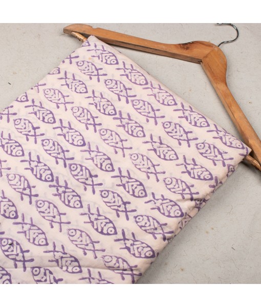 Handmade Block Printed Cotton Multi Floral Fish Fabric