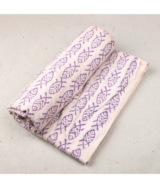 Handmade Block Printed Cotton Multi Floral Fish Fabric