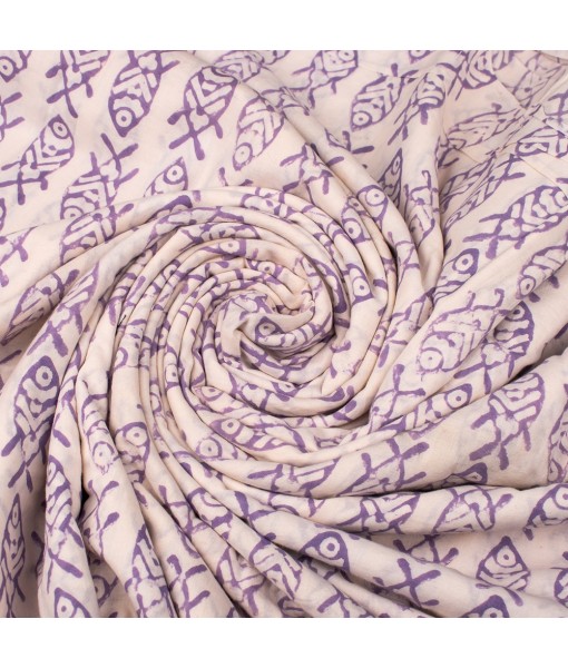 Handmade Block Printed Cotton Multi Floral Fish Fabric