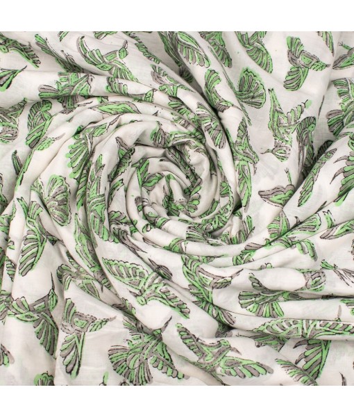 Handmade Block Printed Cotton Multi Floral Pure white Fabric