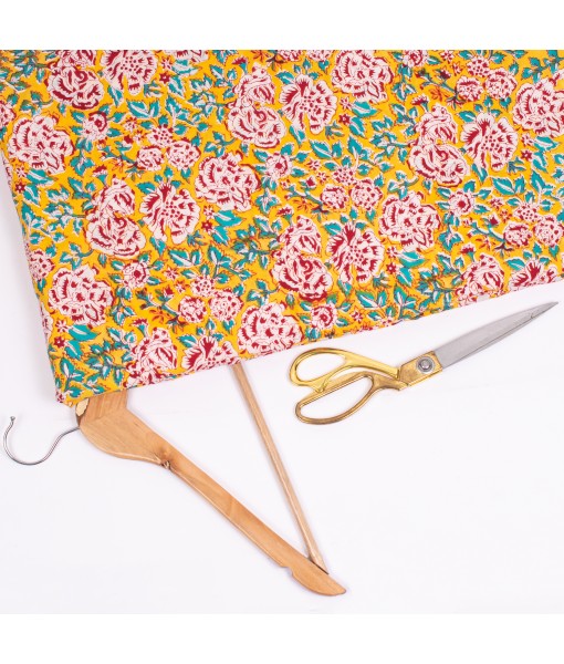 Handmade Floral Block Printed Cotton Dressmaking Fabric - Tulinii