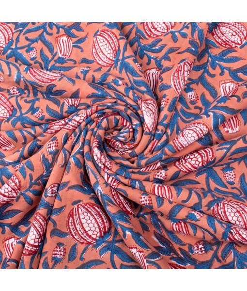 Handmade Multi Floral Block Printed Cotton Indian Fabric