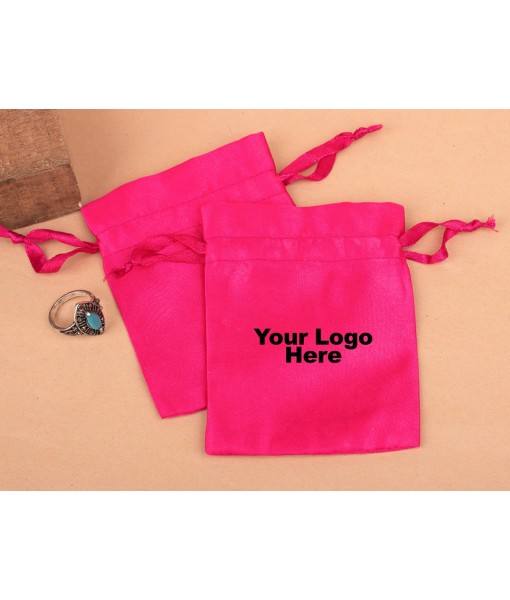 Red Satin Drawstring Pouch, Satin Bags, Custom Jewellery Pouches, Gift Packaging Bags