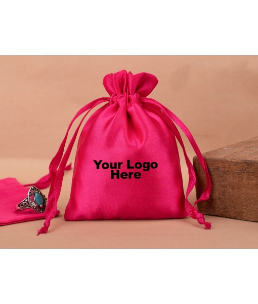 Red Satin Drawstring Pouch, Satin Bags, Custom Jewellery Pouches, Gift Packaging Bags