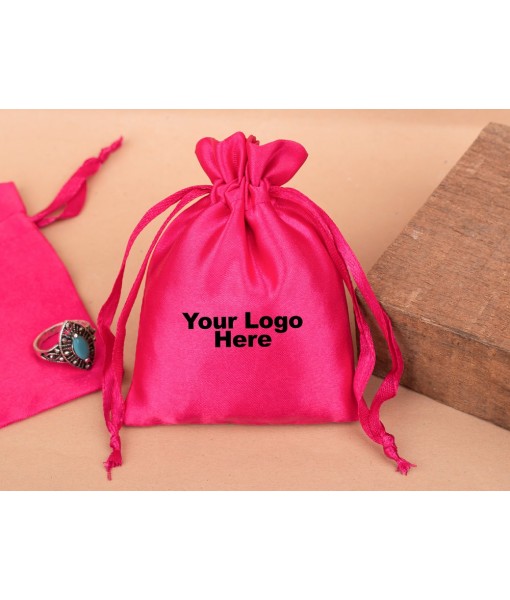 Red Satin Drawstring Pouch, Satin Bags, Custom Jewellery Pouches, Gift Packaging Bags