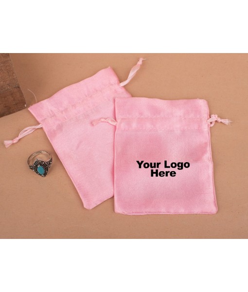 Pink Satin Drawstring Bag, Pouches for Jewellery, Satin Packaging Pouches, Gift Packaging Bags