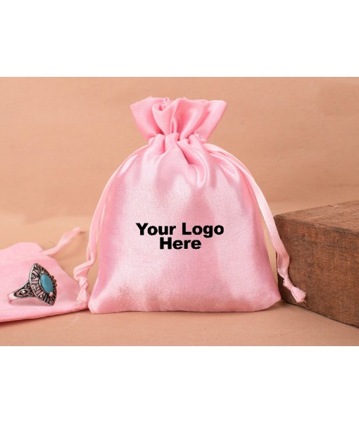 Pink Satin Drawstring Bag, Pouches for Jewellery, Satin Packaging Pouches, Gift Packaging Bags