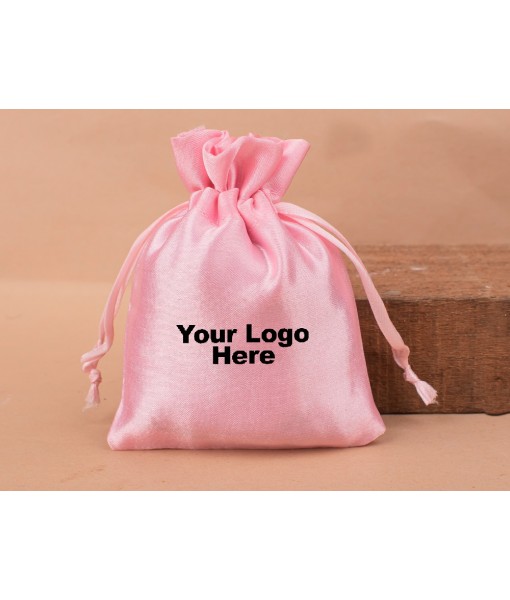 Pink Satin Drawstring Bag, Pouches for Jewellery, Satin Packaging Pouches, Gift Packaging Bags