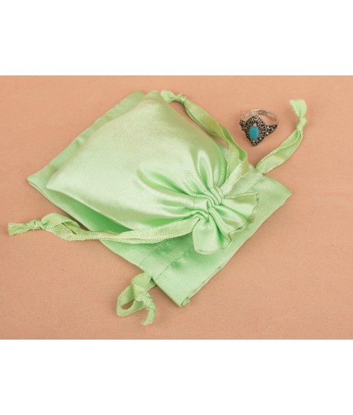 Green Satin Bag, Travel Jewellery Pouch, Satin Pouch Bags, Gift Packaging Bags, Drawstring Bags