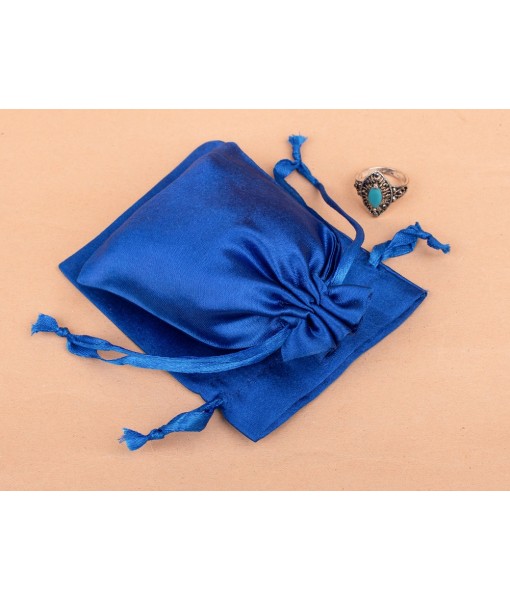 Blue Satin Drawstring Pouch, Pouches for Jewellery, Satin Jewellery Pouch, Gift Packaging Bags