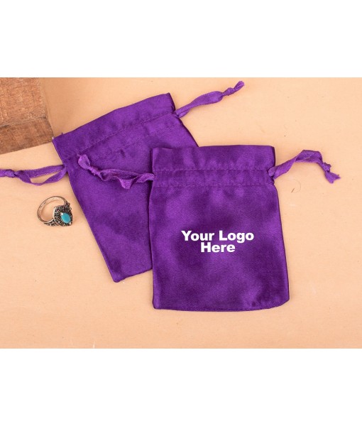 Violet Satin Drawstring Pouch, Travel Jewellery Pouch, Satin Bags, Gift Packaging Bags