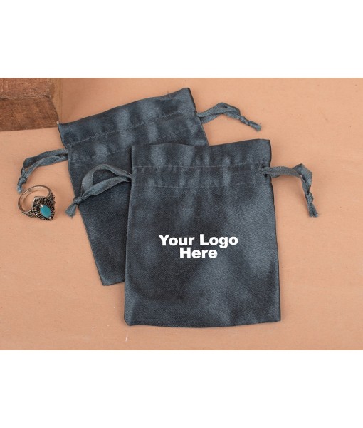 Black Satin Drawstring Bag, Travel Jewellery Pouch, Satin Bags, Gift Packaging Bags