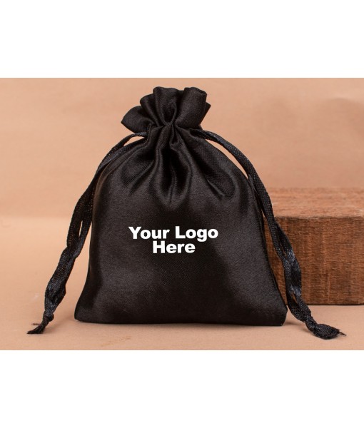 Black Satin Drawstring Bag, Pouches for Jewellery, Satin Packaging Pouches, Gift Packaging Bags