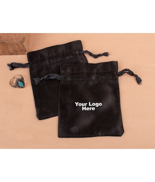 Black Satin Drawstring Bag, Pouches for Jewellery, Satin Packaging Pouches, Gift Packaging Bags