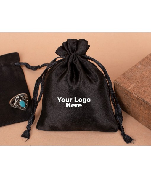 Black Satin Drawstring Bag, Pouches for Jewellery, Satin Packaging Pouches, Gift Packaging Bags