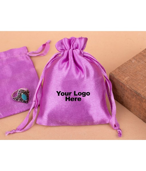 Light Pink Satin Drawstring Bag, Travel Jewellery Pouch, Satin Bags, Gift Packaging Bags